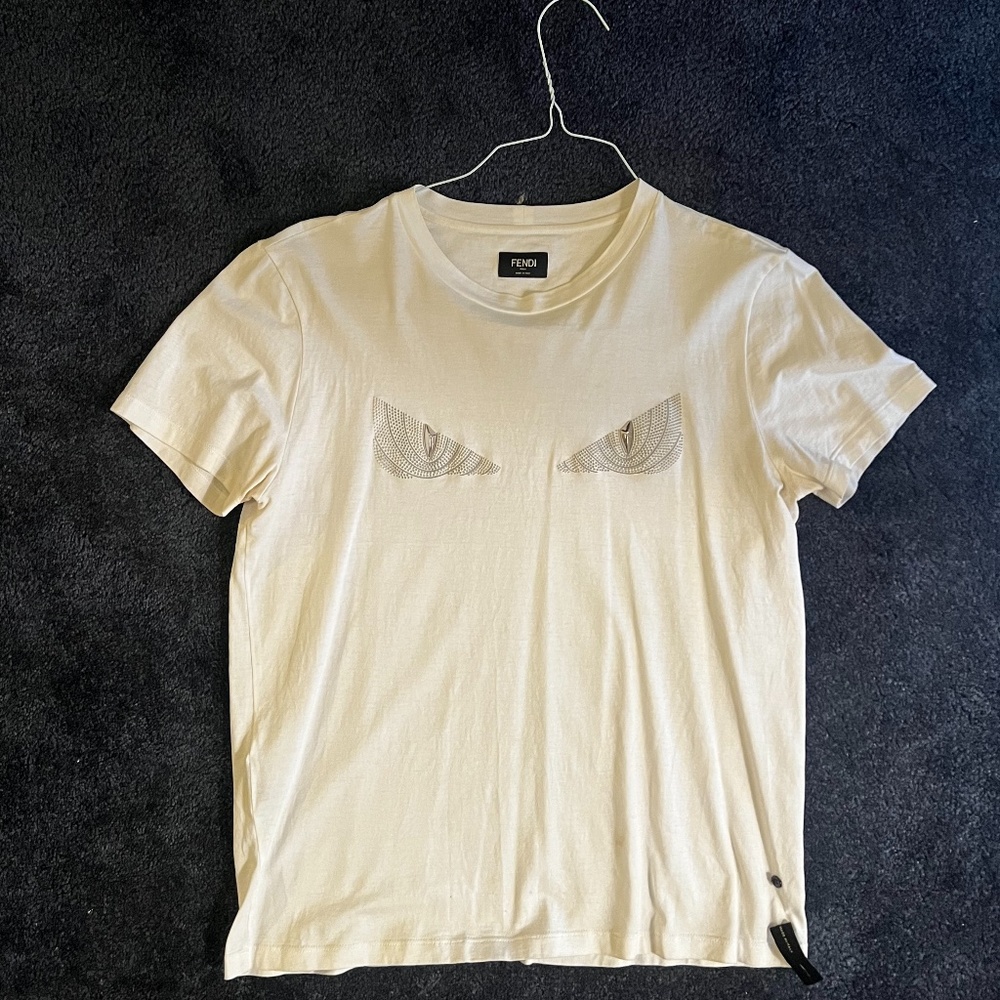 Fendi Monster Eyes Appliqué Tee White